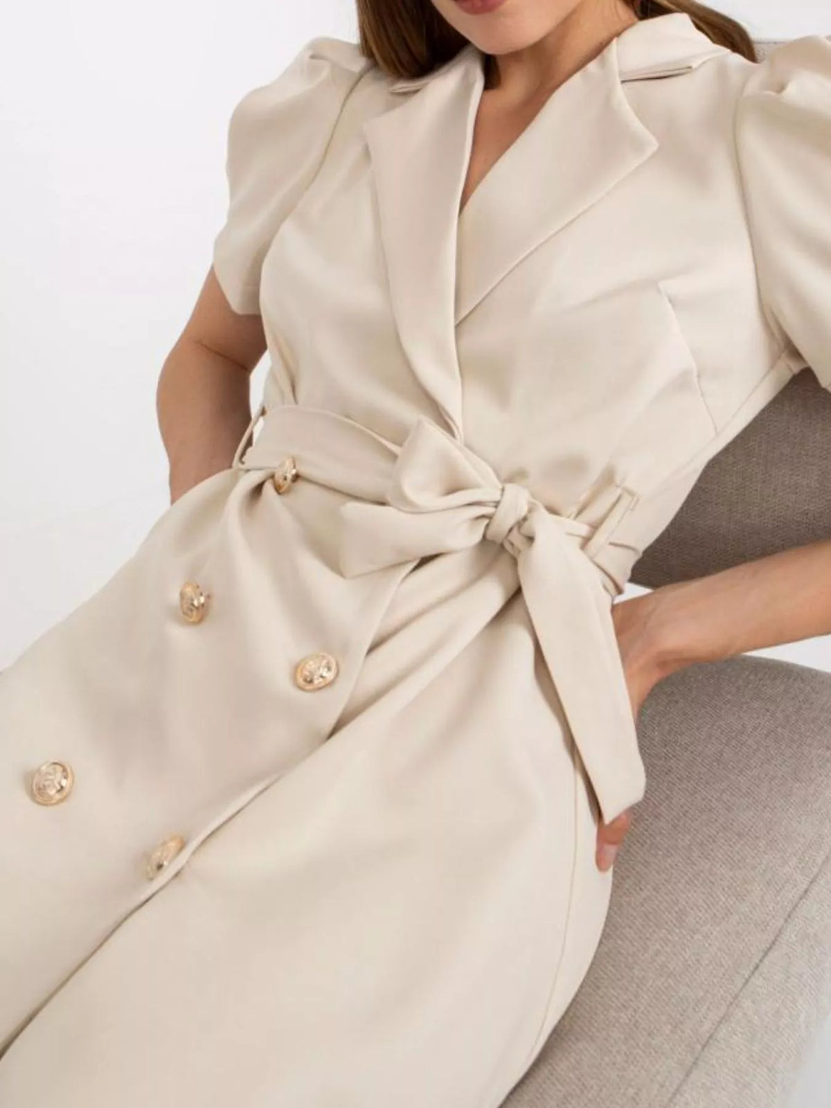 Blazer Style Tie Waist Mini Dress