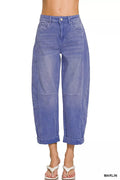 Zenana High Rise Barrel-Leg Cropped Jeans
