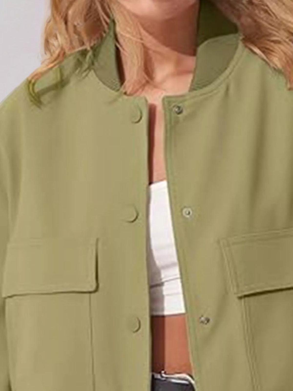 Full Size Snap Down Long Sleeve Jacket Plus Size