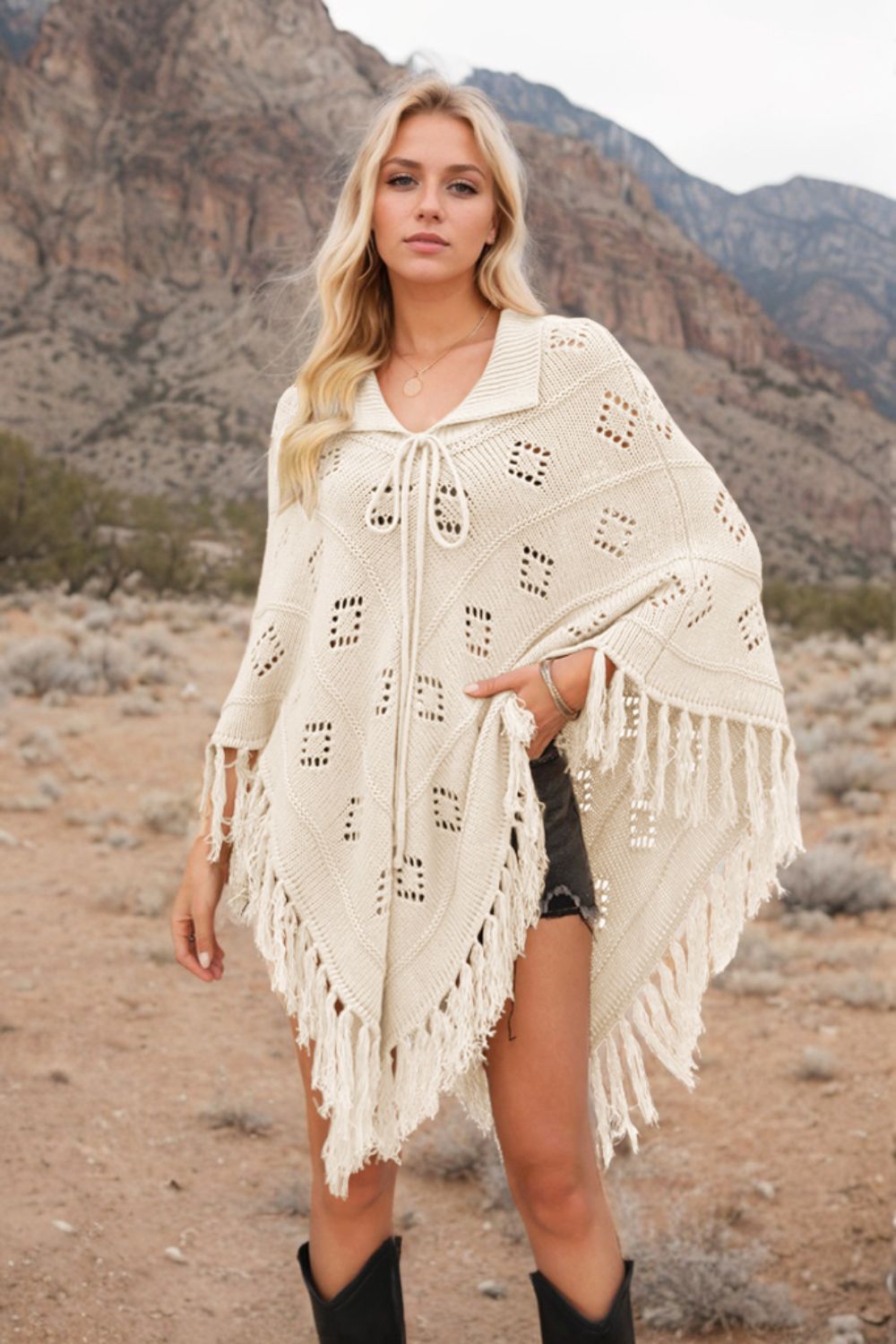 Tassel Hem Knit Cover Up