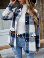 Plaid Button-Up Long Sleeve Shacket