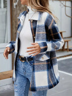 Plaid Button-Up Long Sleeve Shacket