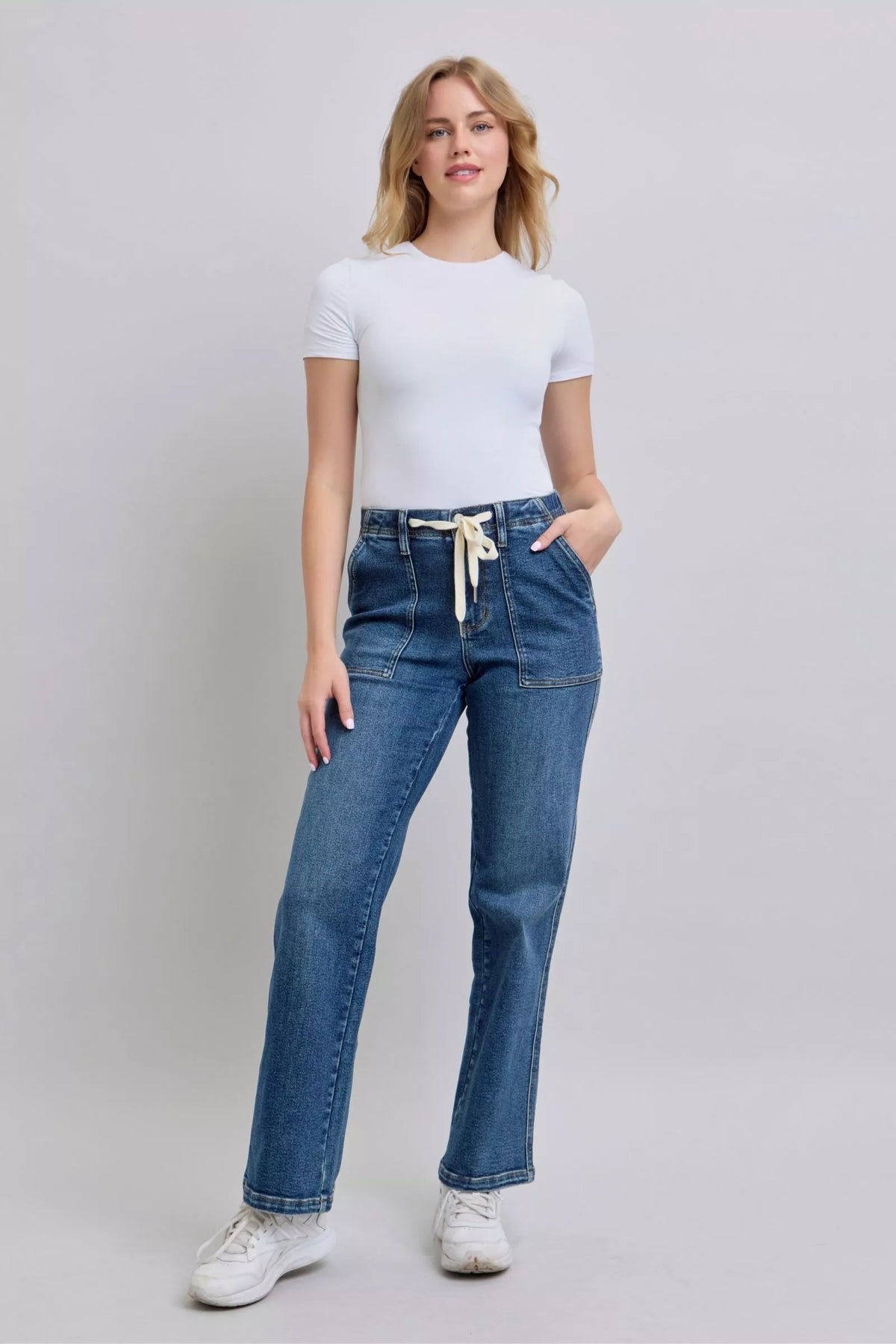 Judy Blue Drawstring Straight Jeans with Pockets