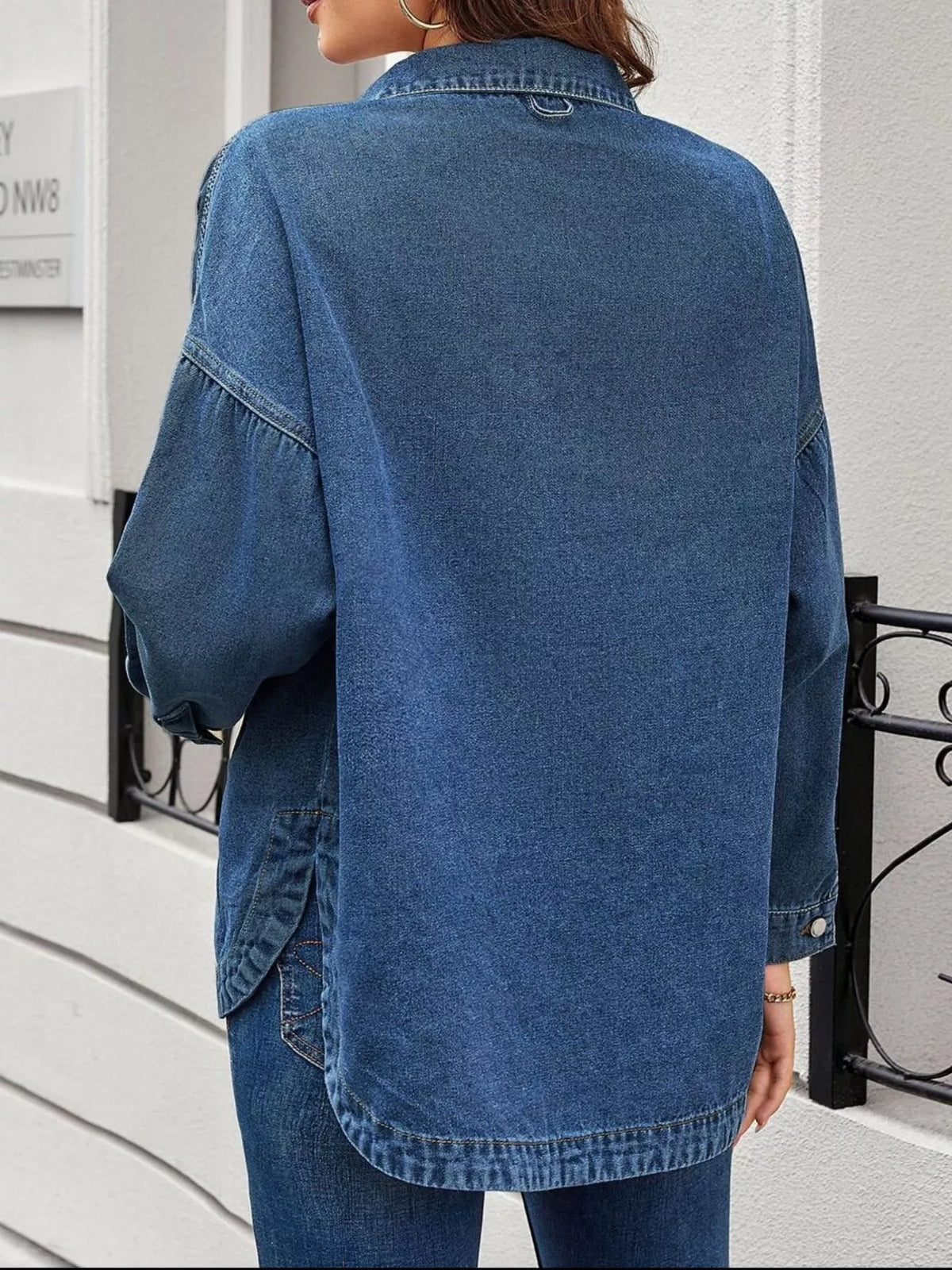 Casual Button Up Loose Fit Denim Jacket