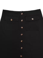 Button-Front Midi Skirt with Pockets