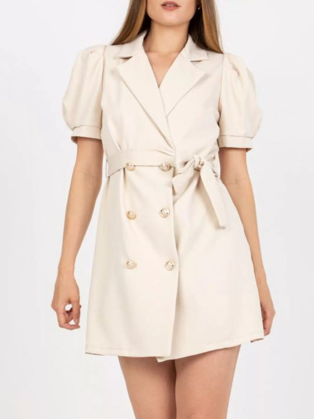 Blazer Style Tie Waist Mini Dress