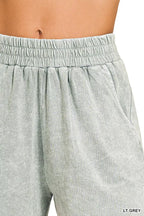 Zenana Halo Snow Washed Short Sleeve Tee and Shorts Set