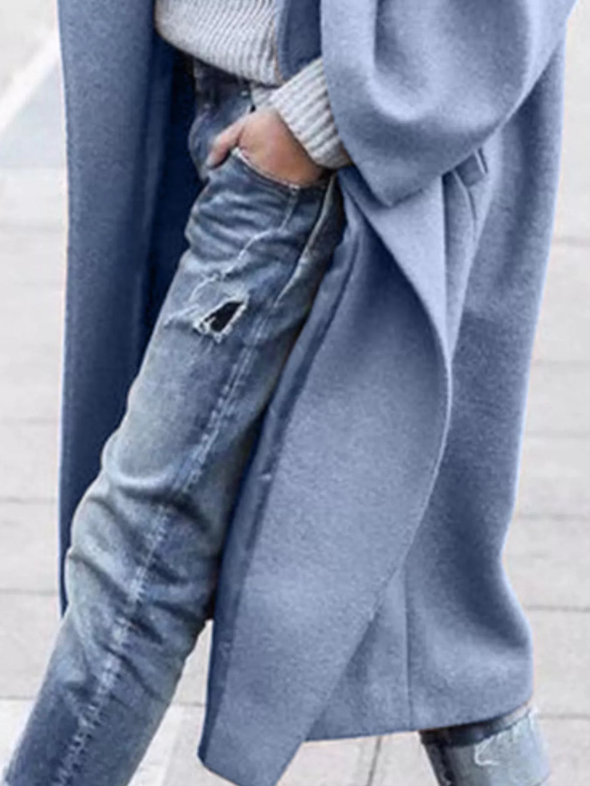 Full Size Wool Blend Longline Overcoat Plus Size