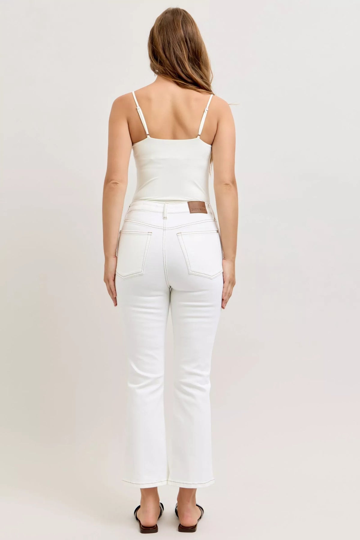 Judy Blue Contrast Stitching Cropped Flare Jeans