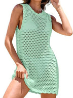 Color Block Openwork Sleeveless Cutout Back Cover-Up