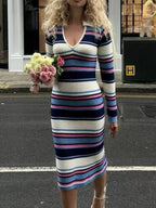 Striped Knitted Bodycon Sweater Dress