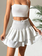 Smocked Layered Mini Skirt