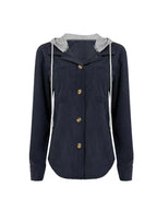 Hooded Corduroy Button-Down Jacket