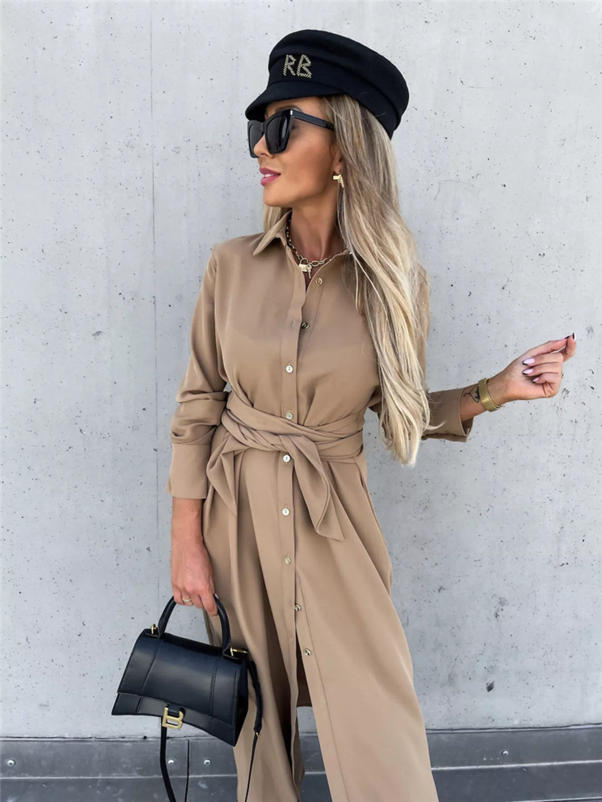 Full Size Button Front Shirt Dress Plus Size