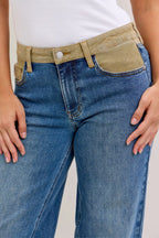 Judy Blue MR Column Straight Jeans with Corduroy Waist