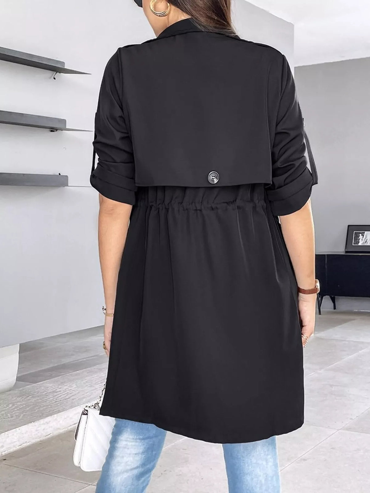 Drape Collar Lightweight Trench Coat