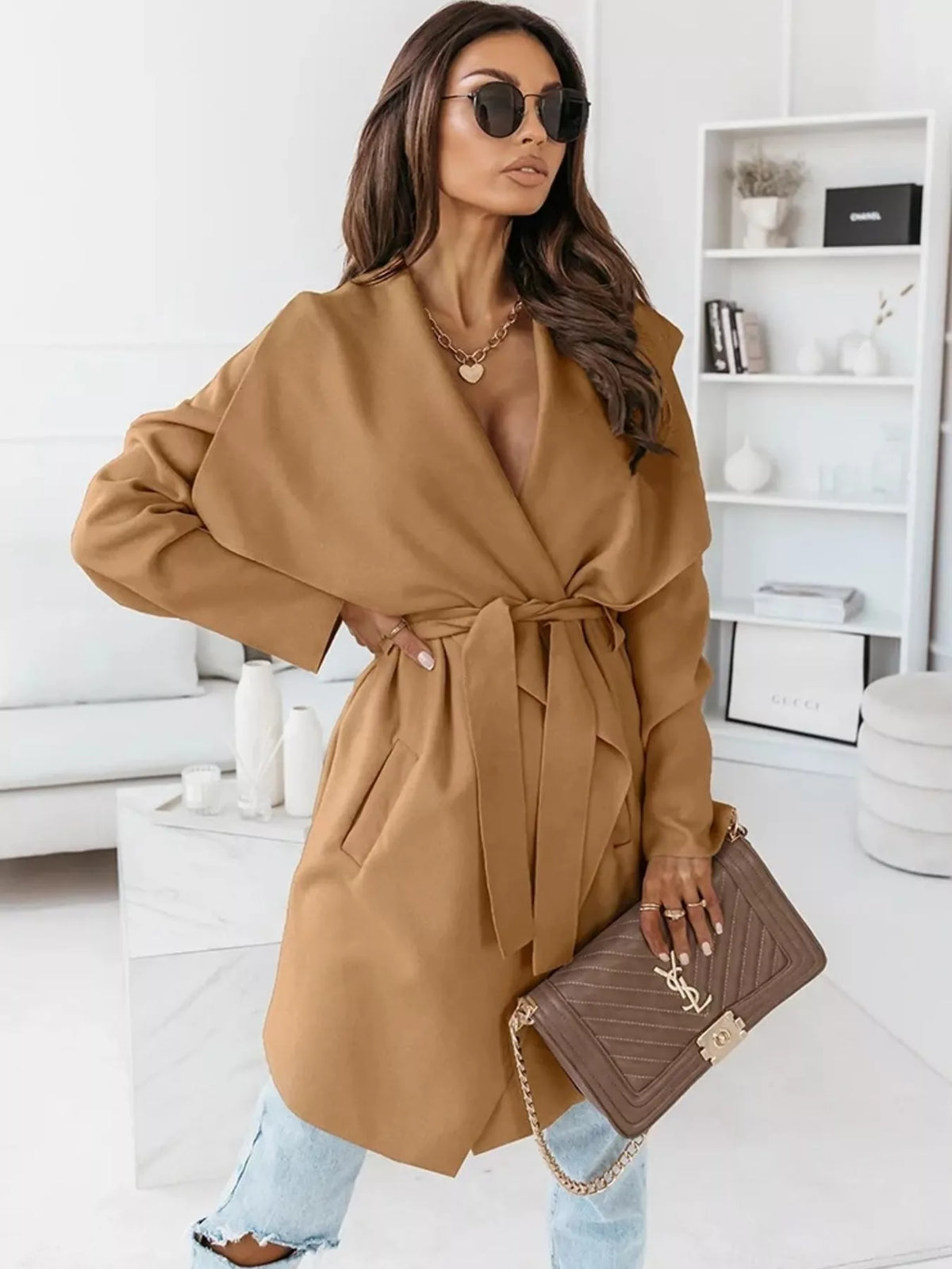 Tie Waist Long Sleeve Outerwear